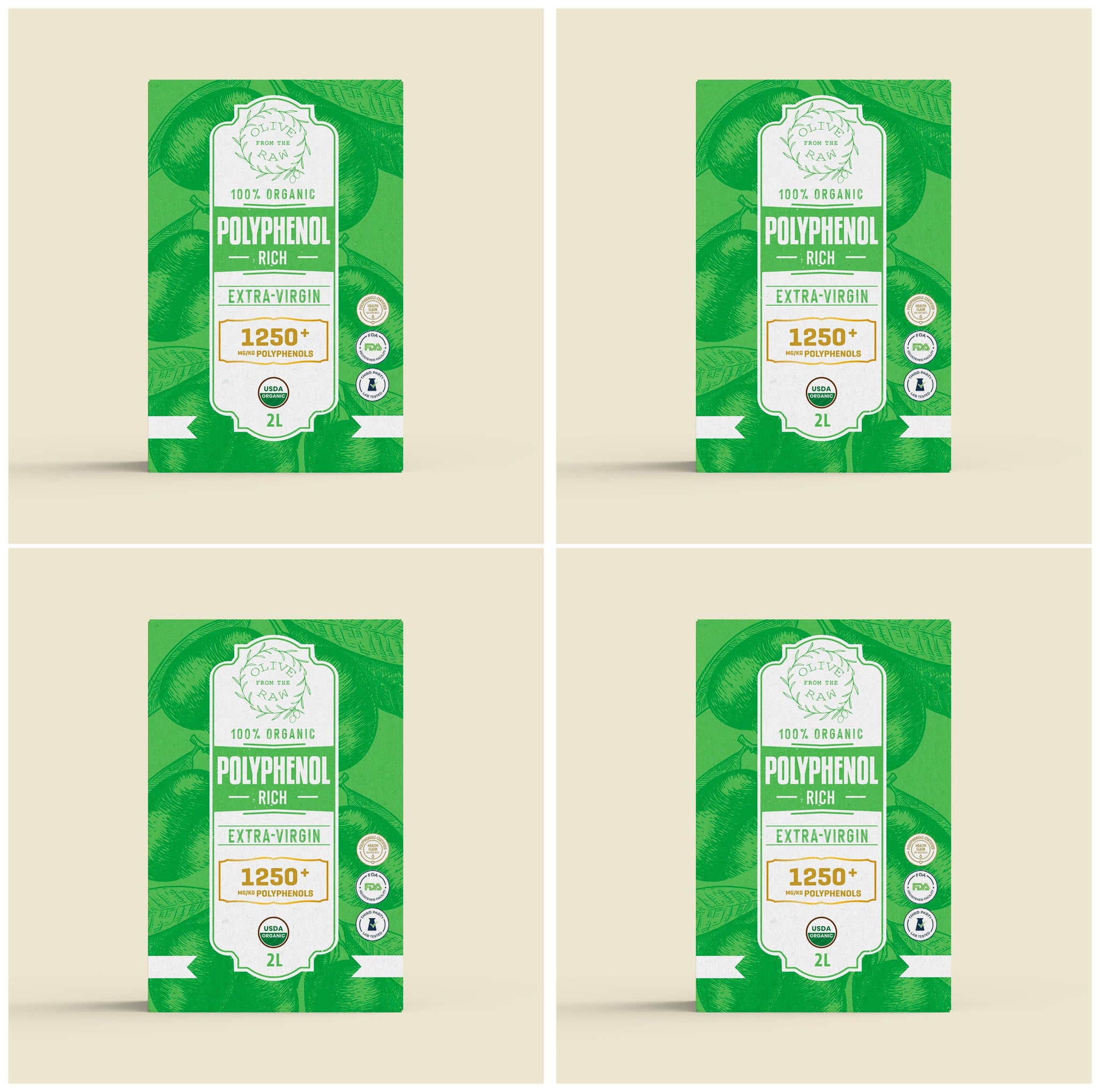 1250+ MG POLYPHENOL RICH! HEALTHIEST EXTRA VIRGIN OLIVE OIL ORGANIC. 4 Box Bulk Deal