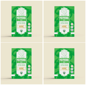 1250+ MG POLYPHENOL RICH! HEALTHIEST EXTRA VIRGIN OLIVE OIL ORGANIC. 4 Box Bulk Deal