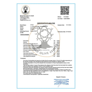 1700+MG Polyphenols Atsas Silver High Phenolic Organic Evoo (250 ml) 2023 Harvest